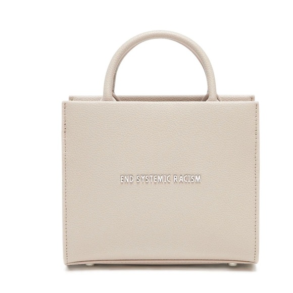 Brandon Blackwood End Systemic Racism Mini Tote in Taupe - Picture 1 of 5